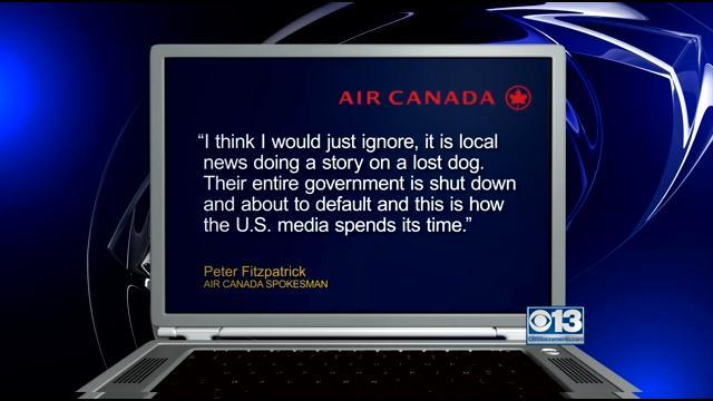 Air Canada's response to CBS13's inquiries about Larry. (Credit: CBS13)