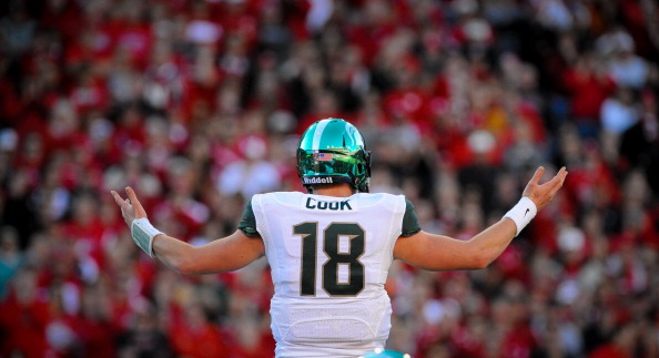 LINCOLN, NE - NOVEMBER 16: Quarterback Connor Cook #18 of the Michigan State Spartans looks for help during their game against the Nebraska Cornhuskers at Memorial Stadium on November 16, 2013 in Lincoln, Nebraska. (Photo by Eric Francis/Getty Images)