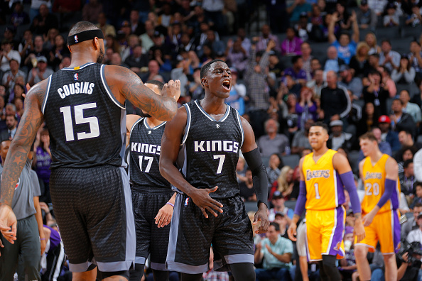 SACRAMENTO, CA - NOVEMBER 10: Darren Collison #7 of the Sacramento Kings celebrates during the game against the Los Angeles Lakers on November 10, 2016 at Sleep Train Arena in Sacramento, California. NOTE TO USER: User expressly acknowledges and agrees that, by downloading and or using this photograph, User is consenting to the terms and conditions of the Getty Images Agreement. Mandatory Copyright Notice: Copyright 2016 NBAE (Photo by Rocky Widner/NBAE via Getty Images)