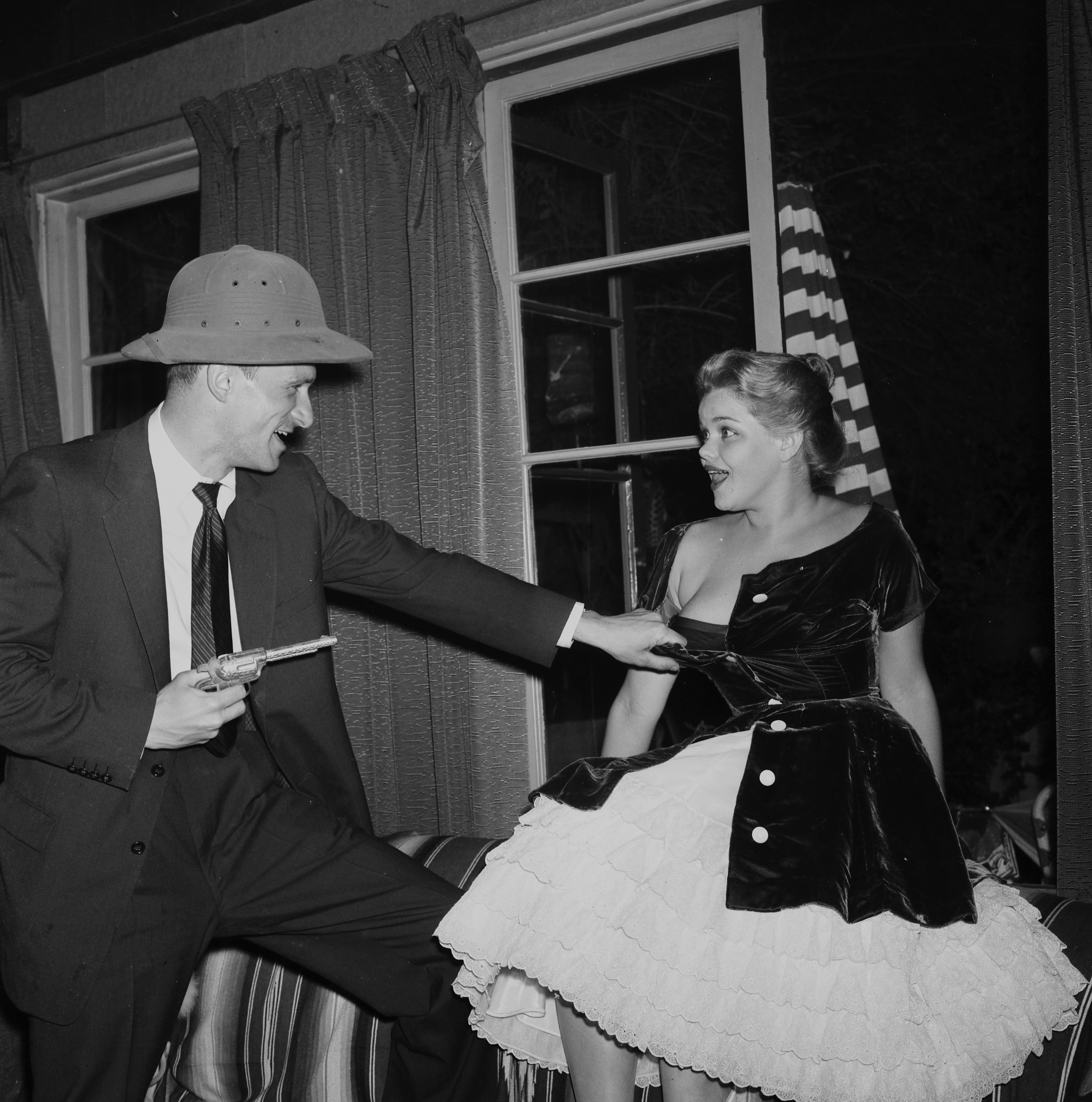 LOS ANGELES - JUNE 26,1957: Hugh Hefner with Susanne Sydney at a Play Boy P...