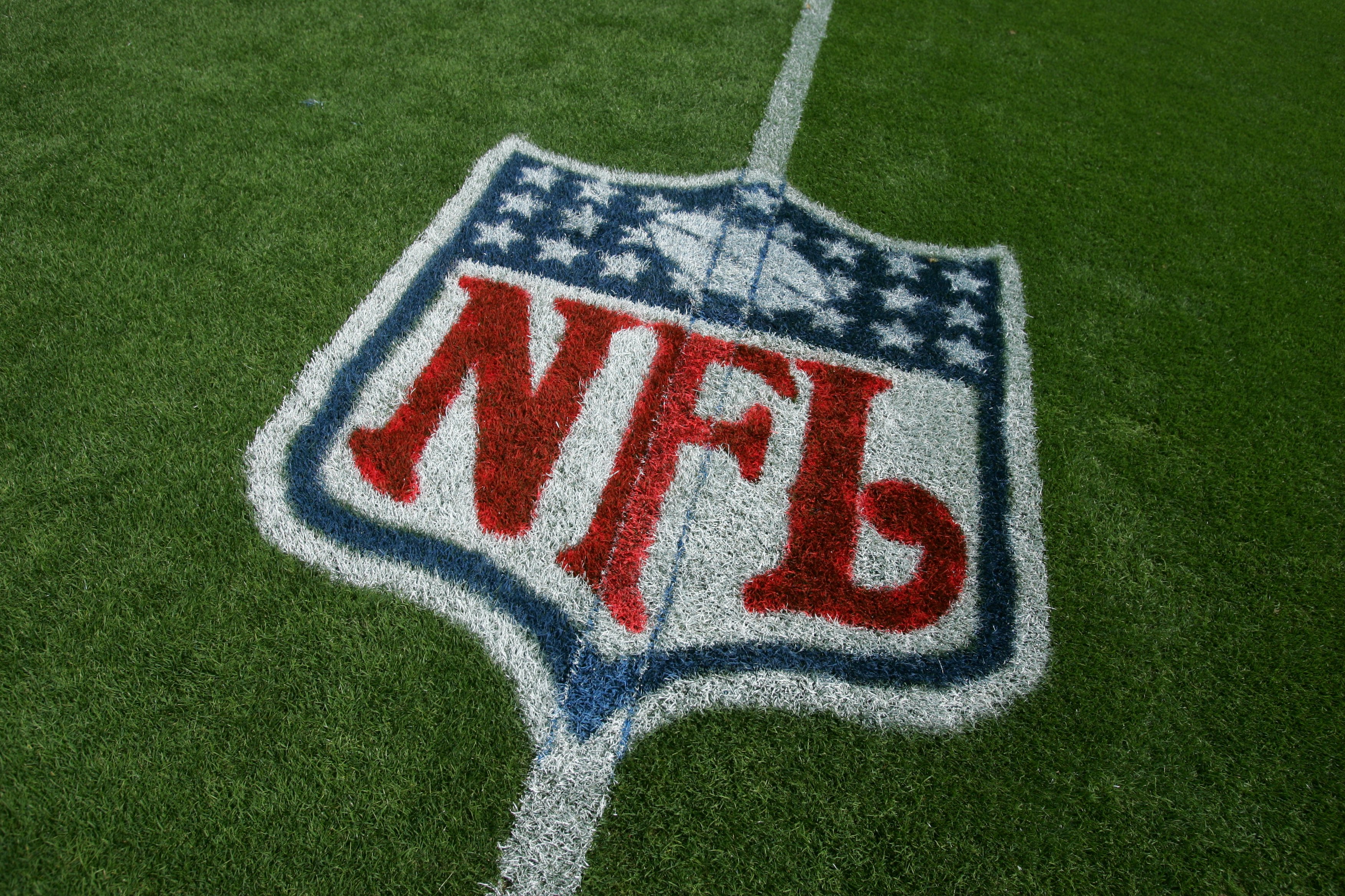 DENVER - SEPTEMBER 16: Detail view of a logo of the National Football League is painted on the field as the Denver Broncos defeated the Oakland Raiders 23-20 in overtime during week two NFL action at Invesco Field at Mile High on September 16, 2007 in Denver, Colorado. (Photo by Doug Pensinger/Getty Images)