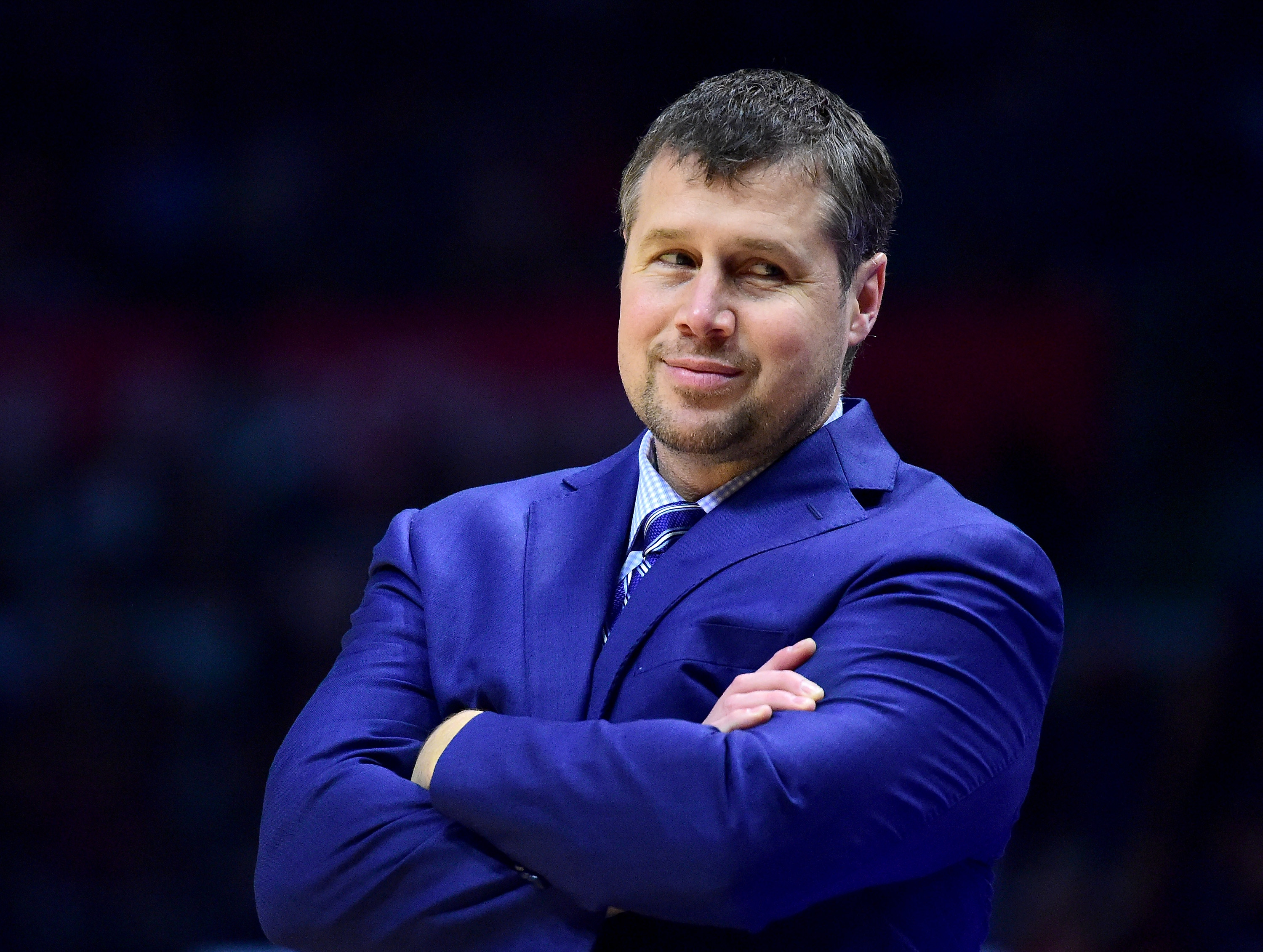 LOS ANGELES, CA - APRIL 12: Head coach David Joerger of the Sacramento Kings reacts during the first half against the LA Clippers at Staples Center on April 12, 2017 in Los Angeles, California. NOTE TO USER: User expressly acknowledges and agrees that, by downloading and or using this photograph, User is consenting to the terms and conditions of the Getty Images License Agreement.