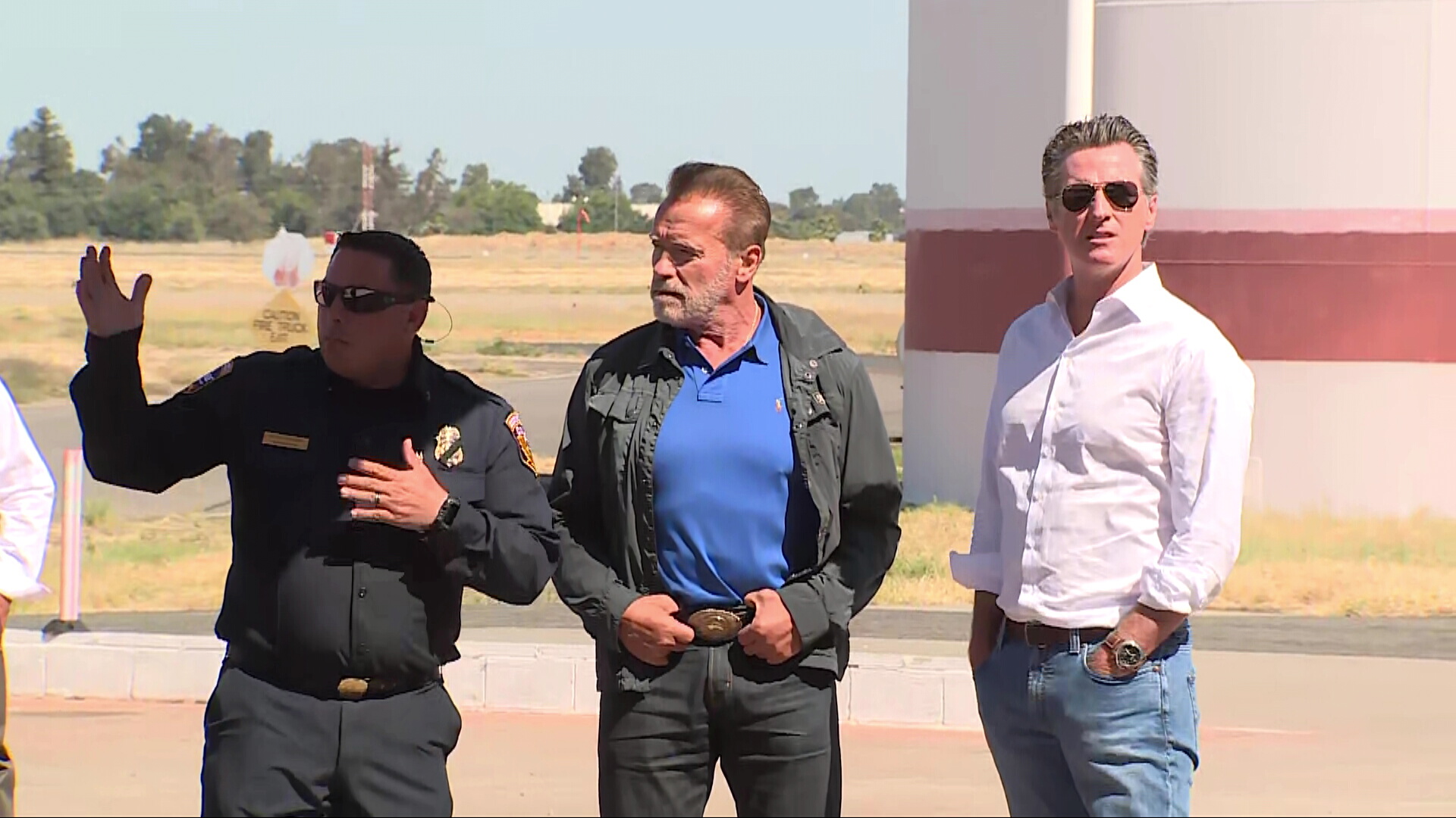 Gov. Gavin Newsom, Arnold Schwarzenegger Tour New Cal Fire Tech At McClellan Airport ...
