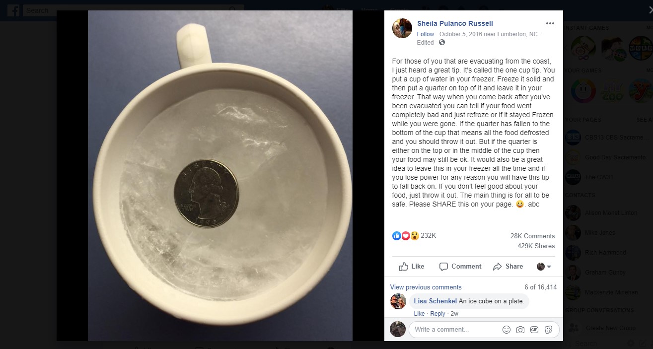 Why You Should Keep A Frozen Cup With A Coin On Top In Your Freezer